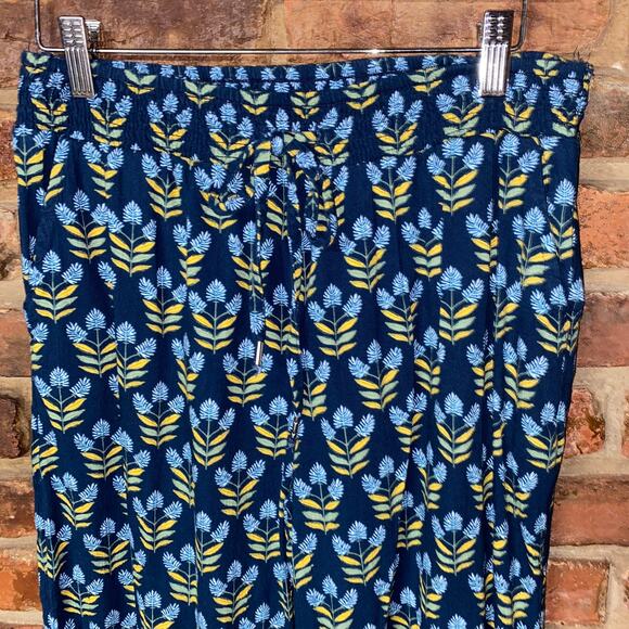 Style & Co Navy Blue Floral Wide Leg Cropped Pants Women's Size Small - Picture 2 of 7